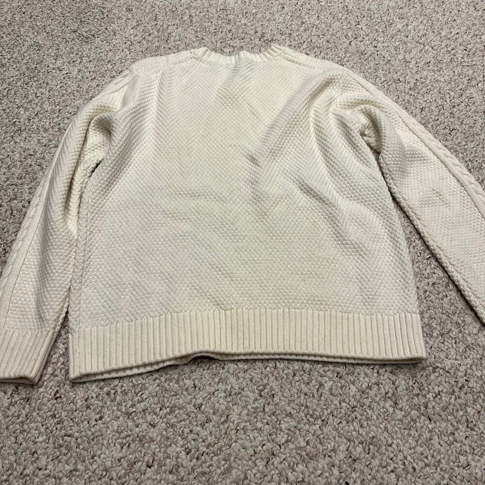 PLST Knit Sweater Cream XL Crewneck Preppy Classic Fisherman Casual - Picture 6 of 6